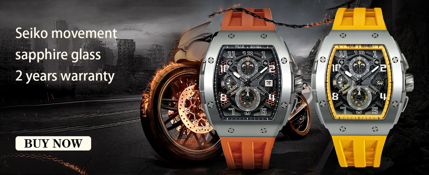 Orologio da uomo TSAR BOMBA New TB8204, cronografo al quarzo giapponese, impermeabile 50M, stile sportivo fashion, orologio da polso di lusso, regalo da uomo