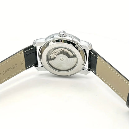 Mekanisk automatisk herreur – Elegant skeletdesign, trendy »business casual«-stil, urkasse i legering og læderrem, uden batteri