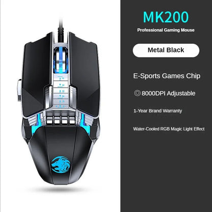 Hot Selling Mechanical Wired Gaming Mouse 9 Keys Macro Definition 12800DPI RGB Backlit Gaming Computer Mouse for Laptop Desktop