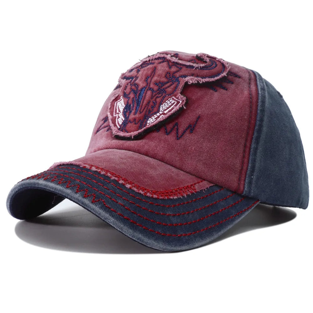 2026 New Hip Hop Vintage Washed Denim Baseball Cap Casquette Homme Bull Head Embroidery Y2k Snapback Dad Hats for Women Men