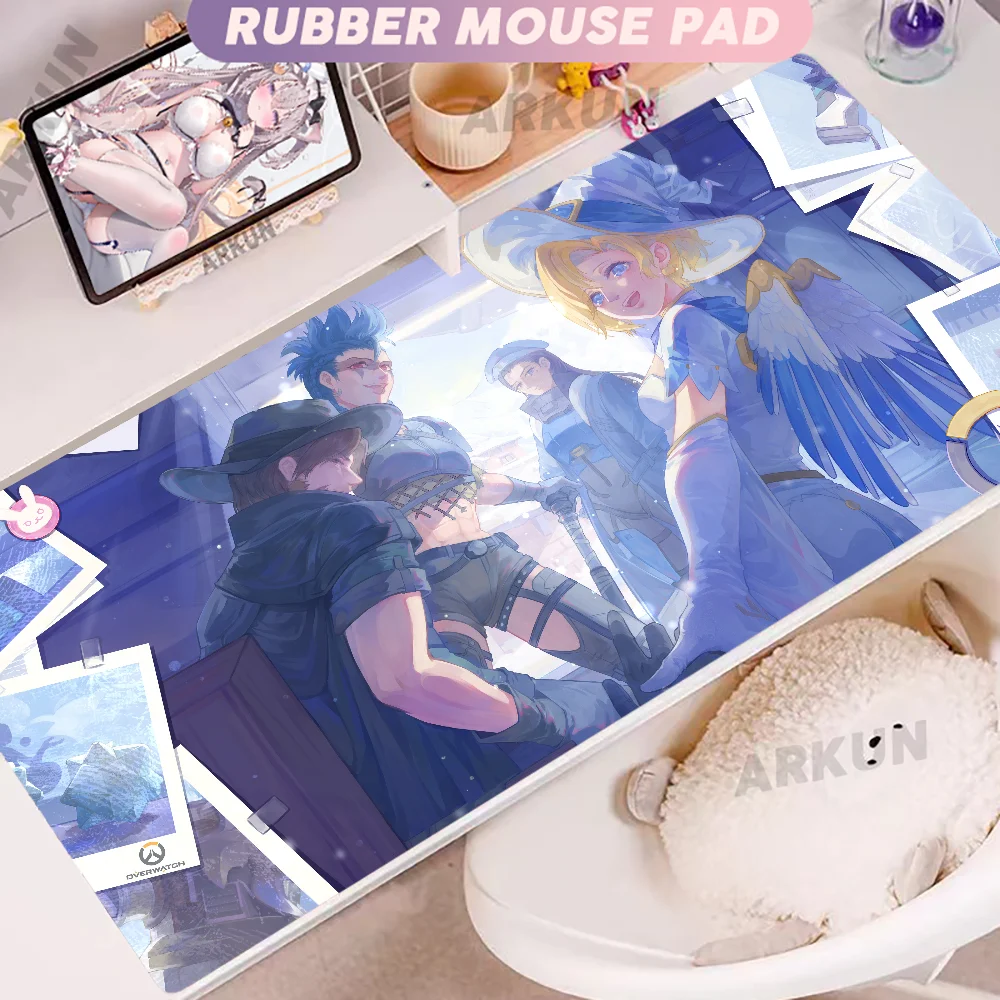 Módní velká FPS 900x400 anime herní podložka s dívkou ve stylu Overwatch pro notebook a kancelář, měkká gumová podložka na stůl, herní podložka pod myš XXL