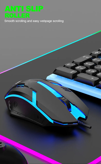 NG GTX350 Set tastiera e mouse gaming per computer e laptop con retroilluminazione, kit gamer LED cablato USB, GTX350 - Nero