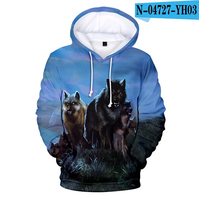 Cool Space Galaxy Wolf Hoodie Hoodies Men Bright Wolf Fashion Handsome Wolf Hoodies Spring Autumn Pullovers Sweatshirts Sweat