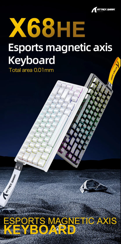 ATTACK SHARK X68HE Magnetic Keyboard Red Wired Mechanical for Pro Gaming 0.01mm Rapid Trigger 8000Hz SOCD/Rs 0.125ms 128K Rate