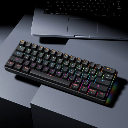 MUCAI MK61 USB Gaming Esports Mechanical Keyboard 61 Key Red Axis Wired Detachable Cable RGB Backlight Hot Swap