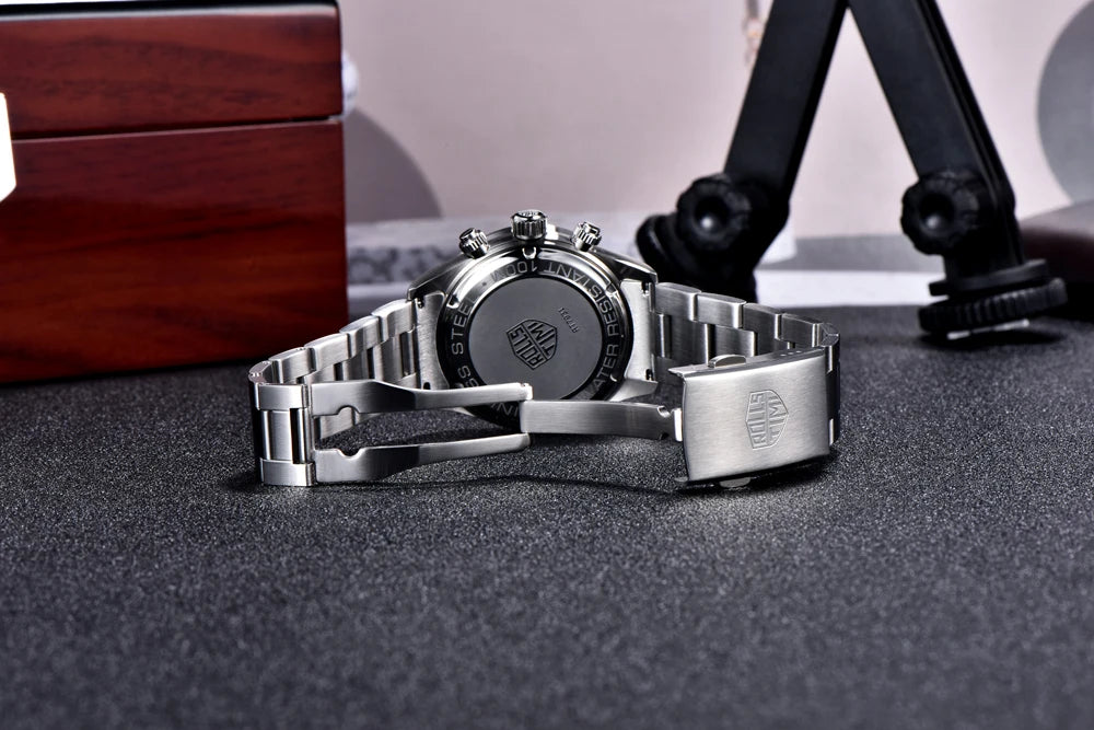 Herreur Rolls Timi Panda – Kvarts-kronograf, luksusmodel, safirglas med antirefleksbehandling, vandtæt, sporty stil