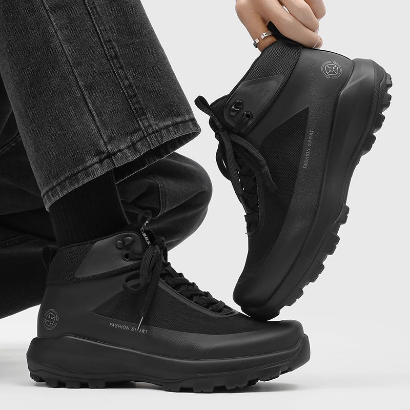 Chaussures de randonnée pour hommes, modèle montant, pour activités de plein air, antidérapantes, résistantes à l’usure, avec semelle épaisse, protection anti-choc pour les orteils, tissu en maille respirant, bottes