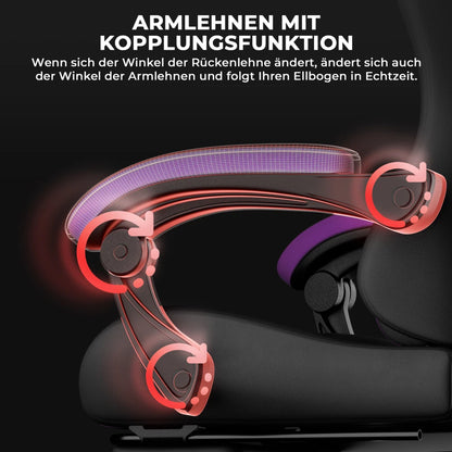 Gaming Chair Ergonomic Gaming Chair with Lumbar Pillow and Headrest, Gamer Chair Height Adjustable, Pc Chair for Adults Girls Boy,Black Purple