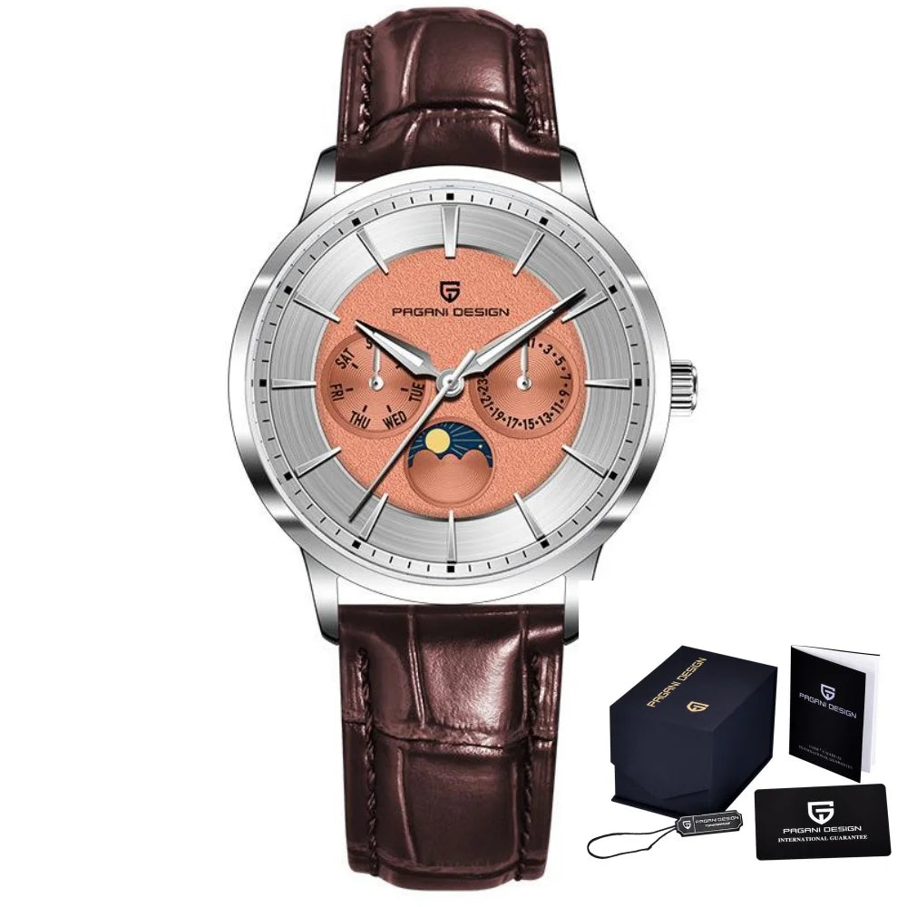 Pagani Design 40mm Multifunctional Men's Quartz Watch Japan Movt Moon Phase 100m Waterproof Sapphire Glass Wristwatches For Man