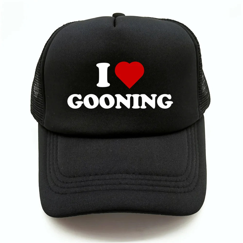 Funny I Love Gooning Baseball Caps Cool Summer Men Mesh Net Hat Humor Trucker Cap Unisex Outdoor Mesh Net Caps MZ-080