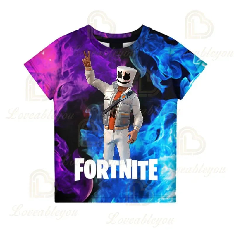 T-shirt 3D Fortnite Victory Game per bambini e neonati, stile Harajuku, top Battle Royale Hero carino per bambini, maschi e femmine