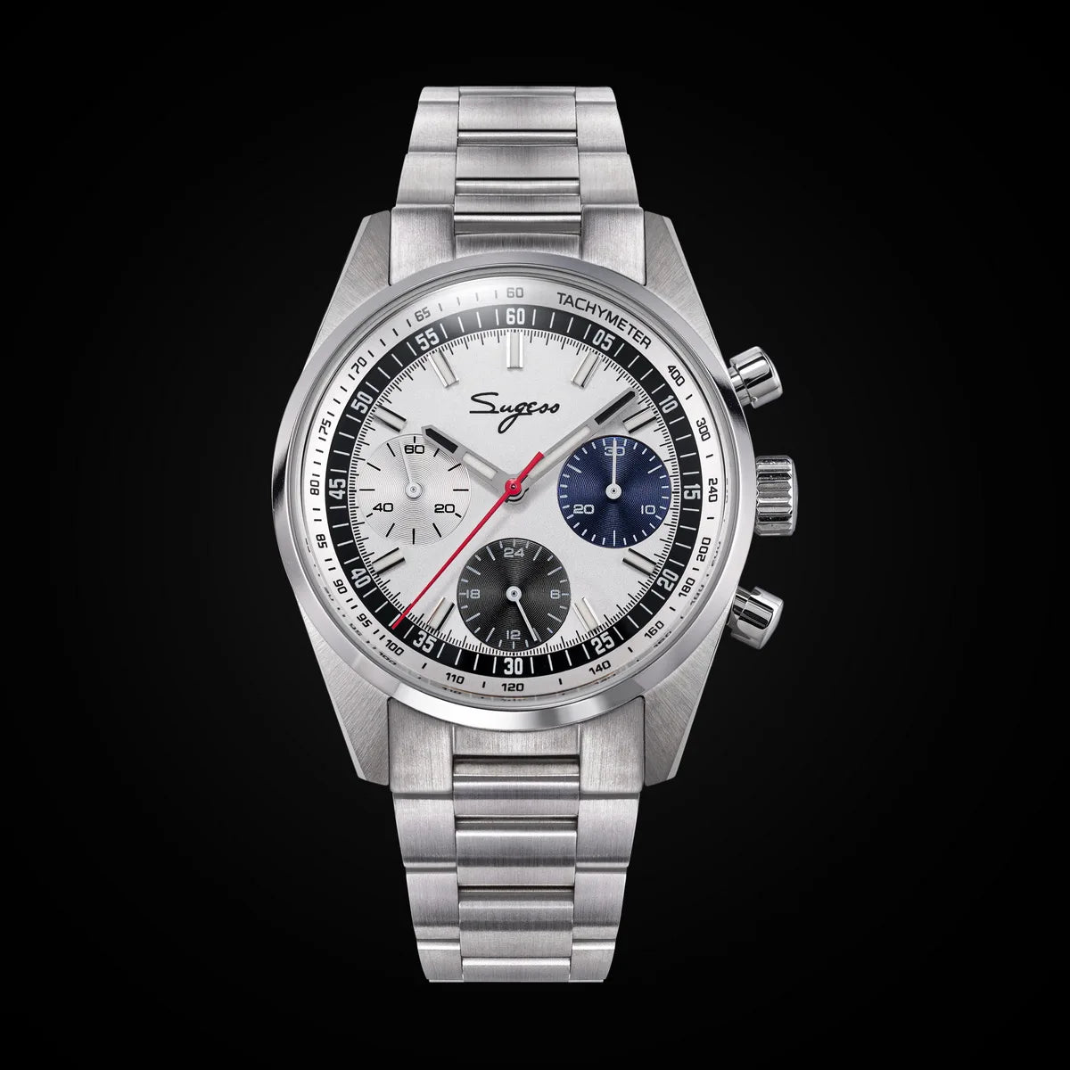 Sugess Mens Watch 38mm Chronograph Mechanical Wristwatches Tianjin Gooseneck Movement Sapphire Crystal Roulette Dial S465 new