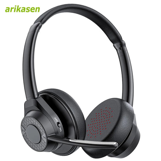 Zestaw słuchawkowy Bluetooth V5.4 – bezprzewodowe słuchawki z mikrofonem, zestaw słuchawkowy Bluetooth z redukcją szumów do pracy, rozmów biurowych, spotkań na Zoomie, laptopa i telefonu komórkowego