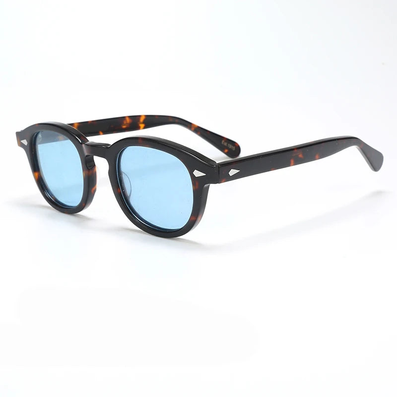 Polariserade solglasögon för män och kvinnor, Johnny Depp-inspirerade solglasögon i Lemtosh-stil, retro, runda, acetatbåge, UV400-glas, Oculos