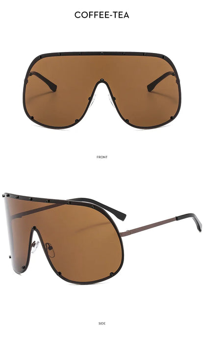 2025 Oversized Metal Rimless Integrated Windproof Sunglasses For Women Trends Y2k Luxury Brand Design Sun Glasses Unisex UV400