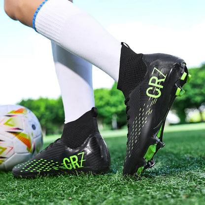 Chaussures de football professionnelles pour hommes/femmes, antidérapantes, à crampons FG, respirantes, chaussures d'entraînement à tige haute