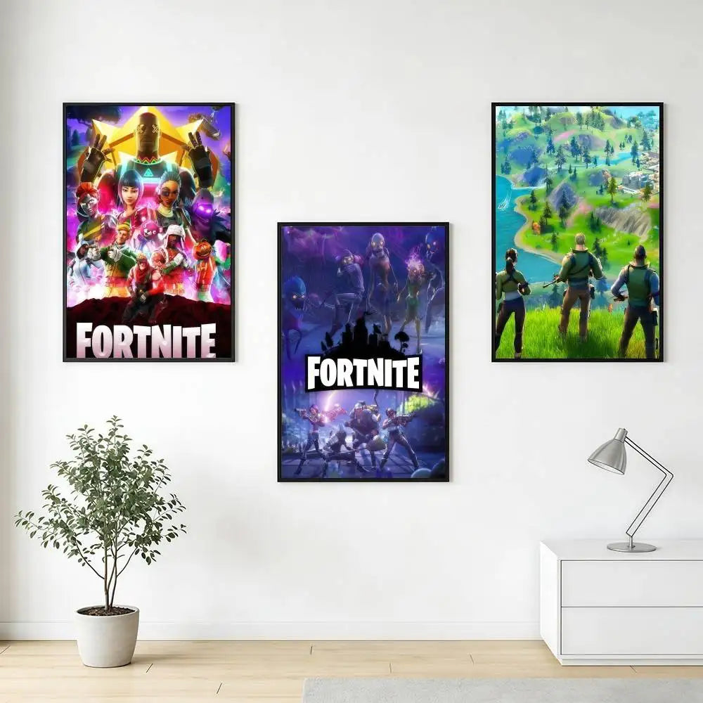 F-FORTNITES-ES Online Game Poster Stickers Art Print Retro Vintage Wall Decor HD Living Room Home Office Gift Occasion