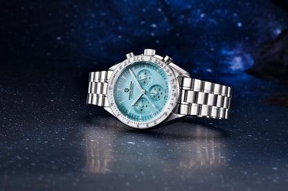 Montre pour homme PAGANI DESIGN « New Moon » – Montre à quartz de luxe, chronographe, verre saphir avec traitement antireflet, lunette en céramique, aiguilles luminescentes