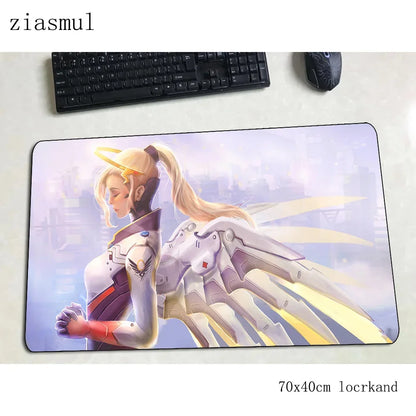 „Overwatch“ pelės kilimėlis – įspūdingas kompiuterio kilimėlis 70x40cm, didelis XL gaming pelės kilimėlis klaviatūrai, žaidimams, PC gamer stalui