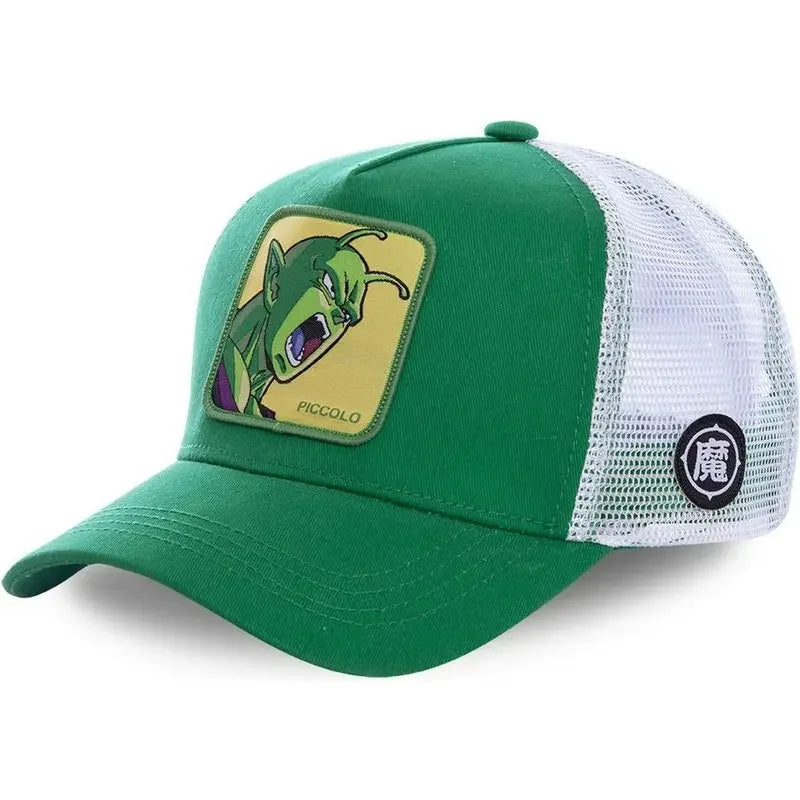Casquette Dragon Ball Son Goku pour l'été : casquette de voyage à visière, pour homme, brodée, style hip-hop, visière pare-soleil, casquette trucker ajustable en maille