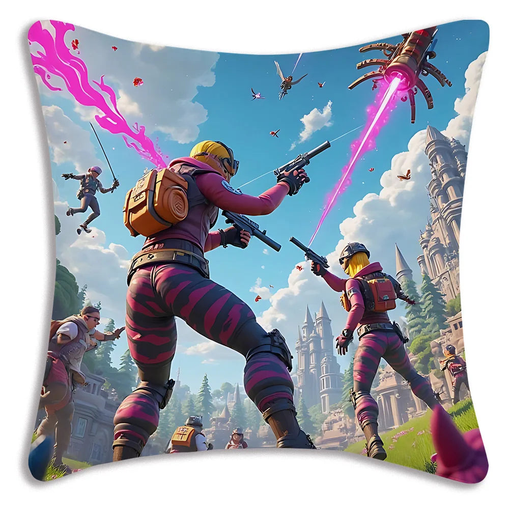 Anime game Fortnites Pillow Covers Cartoon Sofa Decorative Home Double-sided Printing Short Plush Cute Cushion Cover