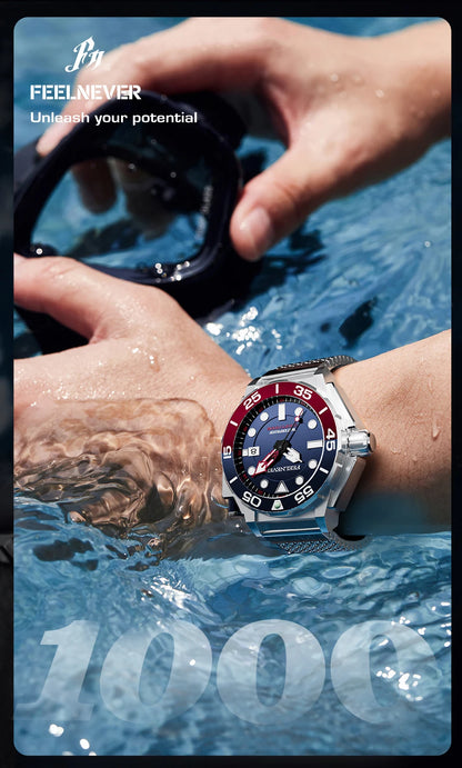 FeelNever Top Brand Luxury Automatic Watch For Men Fashion Business Watch Men Military Waterproof Men's Mechanical Wristwatches