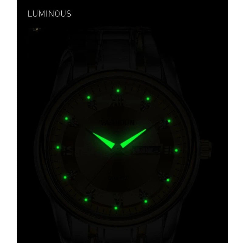 Luksusur til kvinder, kvartsur, digitalt armbåndsur, vandtæt, med kalender og lysende display; moderigtigt og professionelt design, egner sig også til mænd.