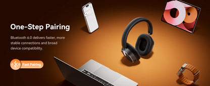 Active Noise Cancelling Headphones Bluetooth 6.0 Wireless Over-Ear Headphones Foldable with LED Power Display & 6-Mic ENC Calls