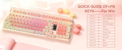 Womier Foundation WK98 Mechanical Keyboard With Display Pink Creamy 3 Mode Ergonomic Gasket Hot Swappable Gaming Keyboard