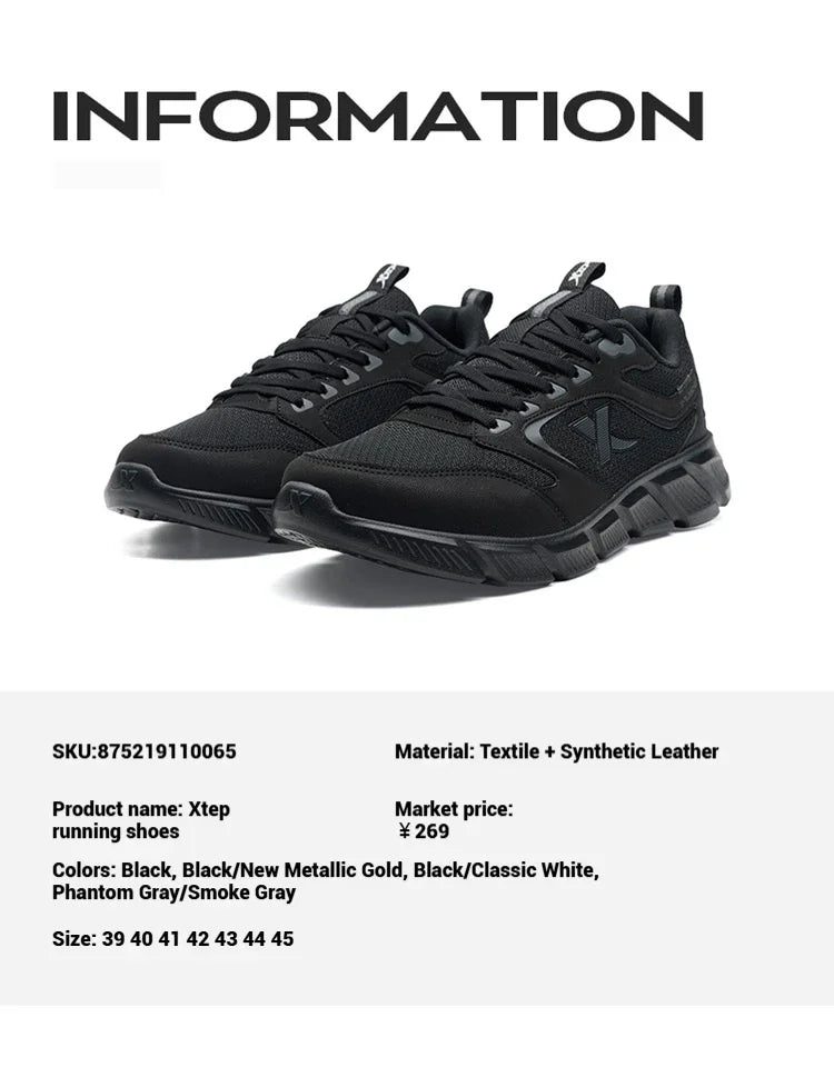 Zapatillas de running Xtep para hombre de verano, de malla transpirable, resistentes al desgaste, deportivas, ligeras, casuales juveniles, con amortiguación 875219110065