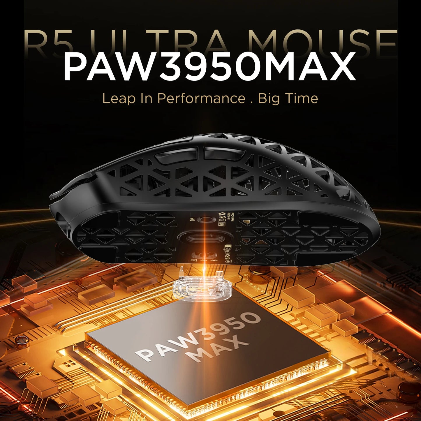 ATTACK SHARK R5 Ultra Carbon Fiber bezdrátová herní myš, herní snímač PixArt PAW3950MAX, 42000DPI, 8000Hz, MCU Nordic 52840