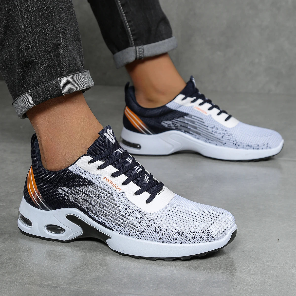 Zapatos para hombre, calzado casual para hombre, malla transpirable, amortiguación de aire, suela suave, zapatillas deportivas modernas con bloques de color