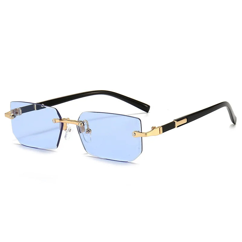 Mode Rimless Solglasögon Män Kvinnor Populära Ramlösa Solglasögon Man Kvinna Klassiska Små Fyrkantiga Sommar Resesolglasögon