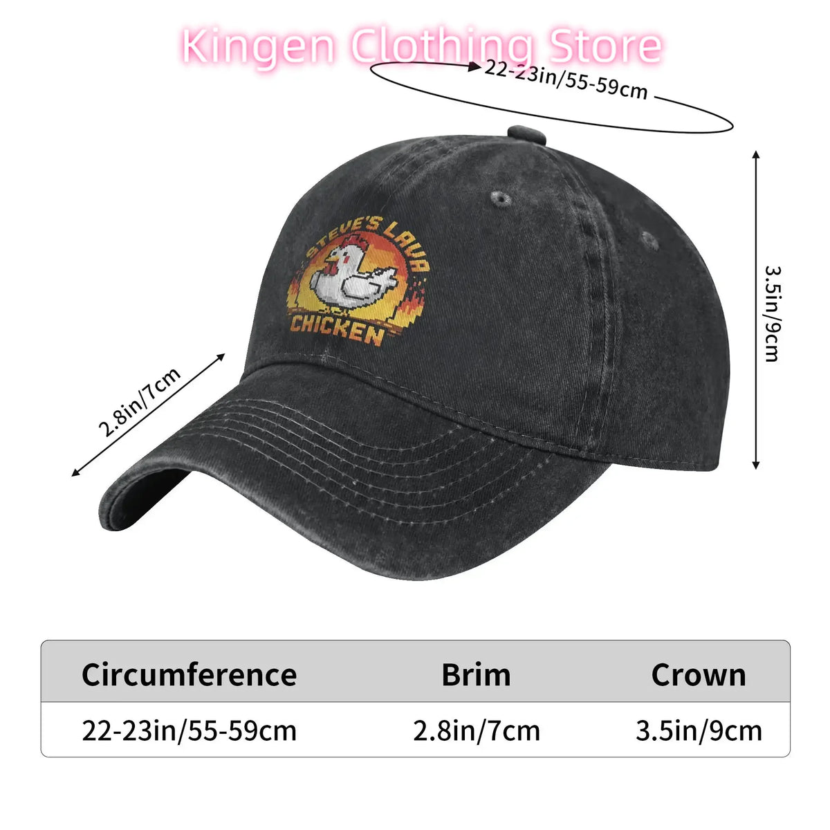 Casquette de baseball unisexe « Chicken Jockey Lava Chicken Print Steves Hat » – Style délavé et vieilli – Taille réglable