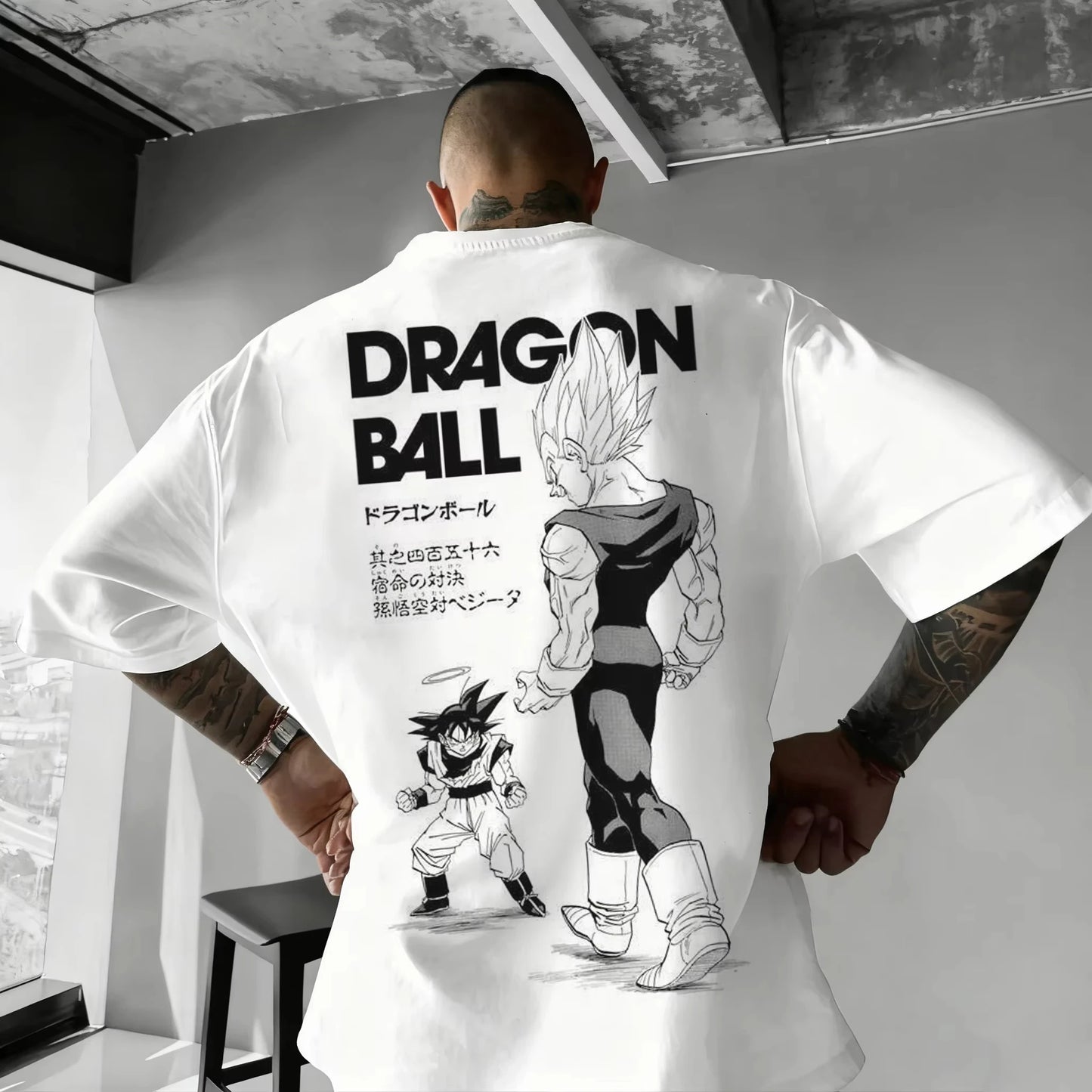 T-shirt oversize Dragon Ball Estate 2026 con cavo di alimentazione, Piccolo Goku, stampa artistica, casual neutro Y2K