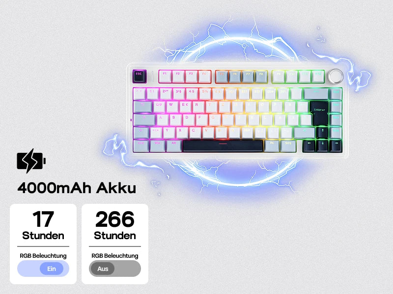 ISO-DE Layout EPOMAKER X AULA F75 75% German QWERTZ Hot-Swap Gasket Wired/Bluetooth/2.4G Wireless Mechanical Keyboard Knob/RGB