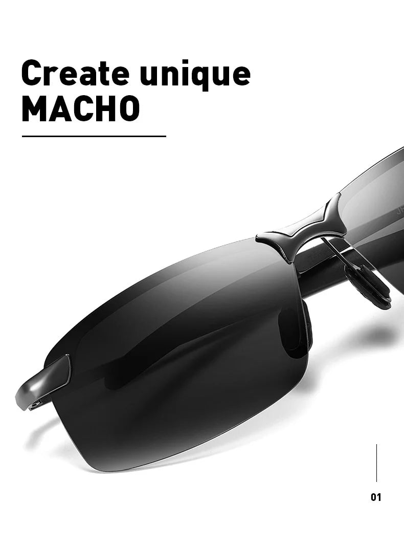 Classic Metal Men Polarized Sunglasses Fashion Driving Fishing Half Frame Retro Sun Glasses Luxury Brand Designer Eyewear UV400