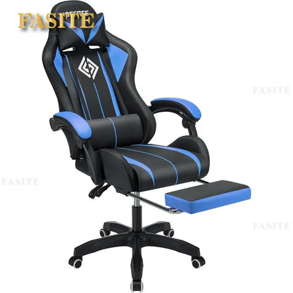 Fashion High Back Video Game Chair with Speakers Massage Computer Gaming Chair with LED Lights and Footrest