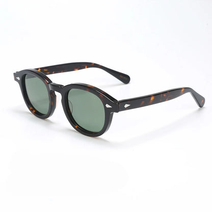Polariserade solglasögon för män och kvinnor, Johnny Depp-inspirerade solglasögon i Lemtosh-stil, retro, runda, acetatbåge, UV400-glas, Oculos
