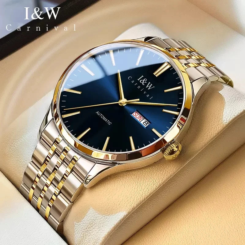 Carnival High-end Series I&W Brand Automatic Mechanical Watches Men Waterproof Watches 316L Steel Sapphire Business Men's Watch