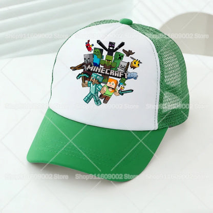 Baseballové čepice Minecrafted Mesh s kreslenými postavičkami – sportovní čepice pro dospělé a děti, pro chlapce i dívky, letní outdoorové čepice s kšiltem proti slunci, dárkové