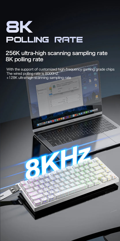 ATTACK SHARK R82HE Gaming Keyboard Magnetic 75% Wired 8000Hz Rapid Trigger ProGamer Keyboard,0.005mm RT Accuracy,0.08ms Latency