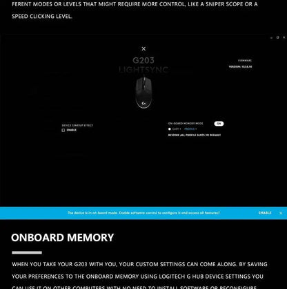 Logitech G203 LIGHTSYNC Mouse Wired 8000 DPI Sensor RGB Sync 6 Buttons Mechanical Tensioning Office-Gaming Dual-Use