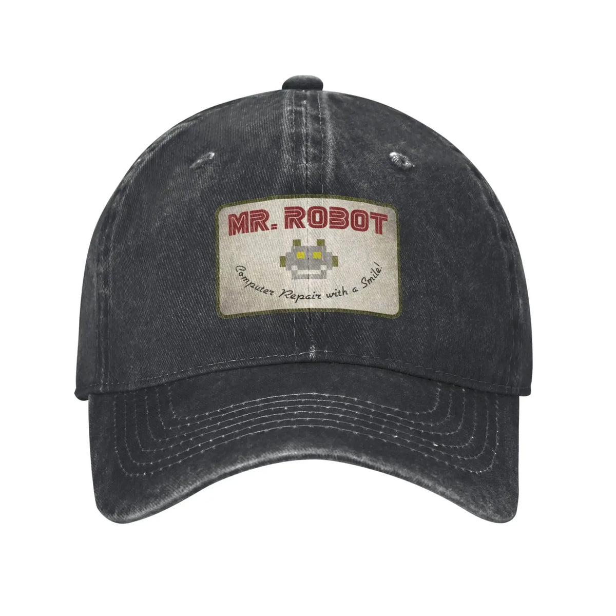 Computer med Sourires Anime Funny Mr Robot Custom Retro Cowboy vasket baseballkasket til mænd Denim solhat Hip Hop-kasket
