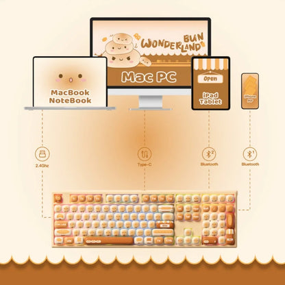 Akko MonsGeek MG108B Bun Wonderland Wireless Mechanical Keyboard MOG Profile RGB 108 Keys Full Size Hot Swap USB / 2.4G / BT 5.0