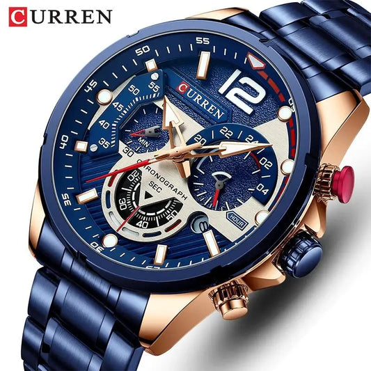 CURREN Men’s Luxury Quartz Chronograph Watch  Sport Design, Waterproof & Date Display