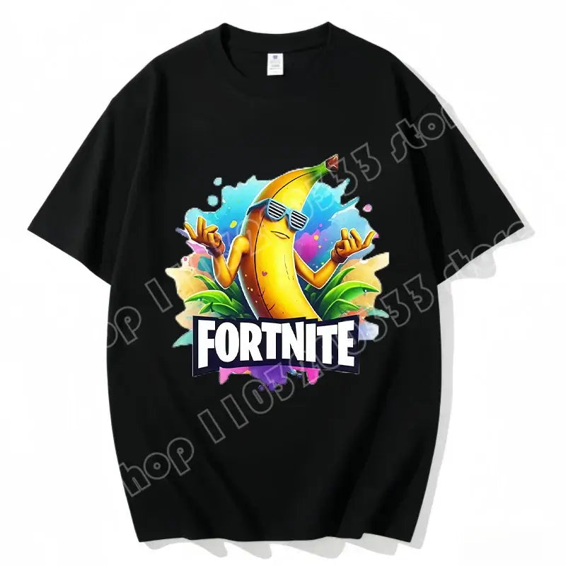 Fortnite Rundhals-T-Shirt für Erwachsene, unisex, Gaming-Dance-Mode, neu, aus reiner Baumwolle, kurzärmeliges Oberteil, perfekt für Freizeit und Urlaub