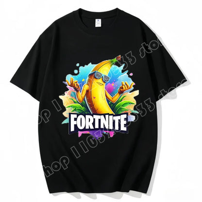 Fortnite Rundhals-T-Shirt für Erwachsene, unisex, Gaming-Dance-Mode, neu, aus reiner Baumwolle, kurzärmeliges Oberteil, perfekt für Freizeit und Urlaub