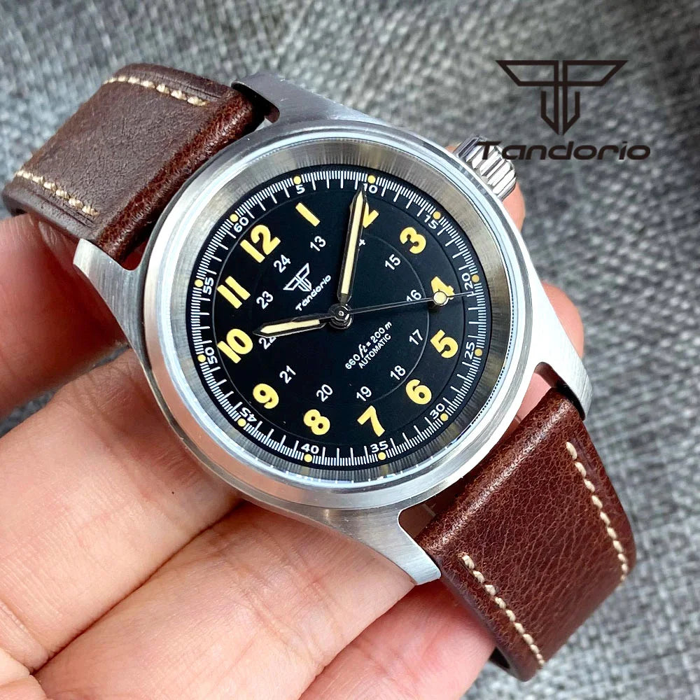 Tandorio 36mm Fashion 20BAR Automatic Dive Pilot Watch for Men Ladies NH35/PT5000/Miyota8215 Movt Sapphire Wristwatch Green Lume