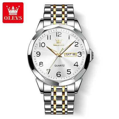 OLEVS 9970 herreur – Elegant model med digital urskive, dato- og ugedagsvisning, vandtæt, selvlysende, kvarts – Originalt luksusur